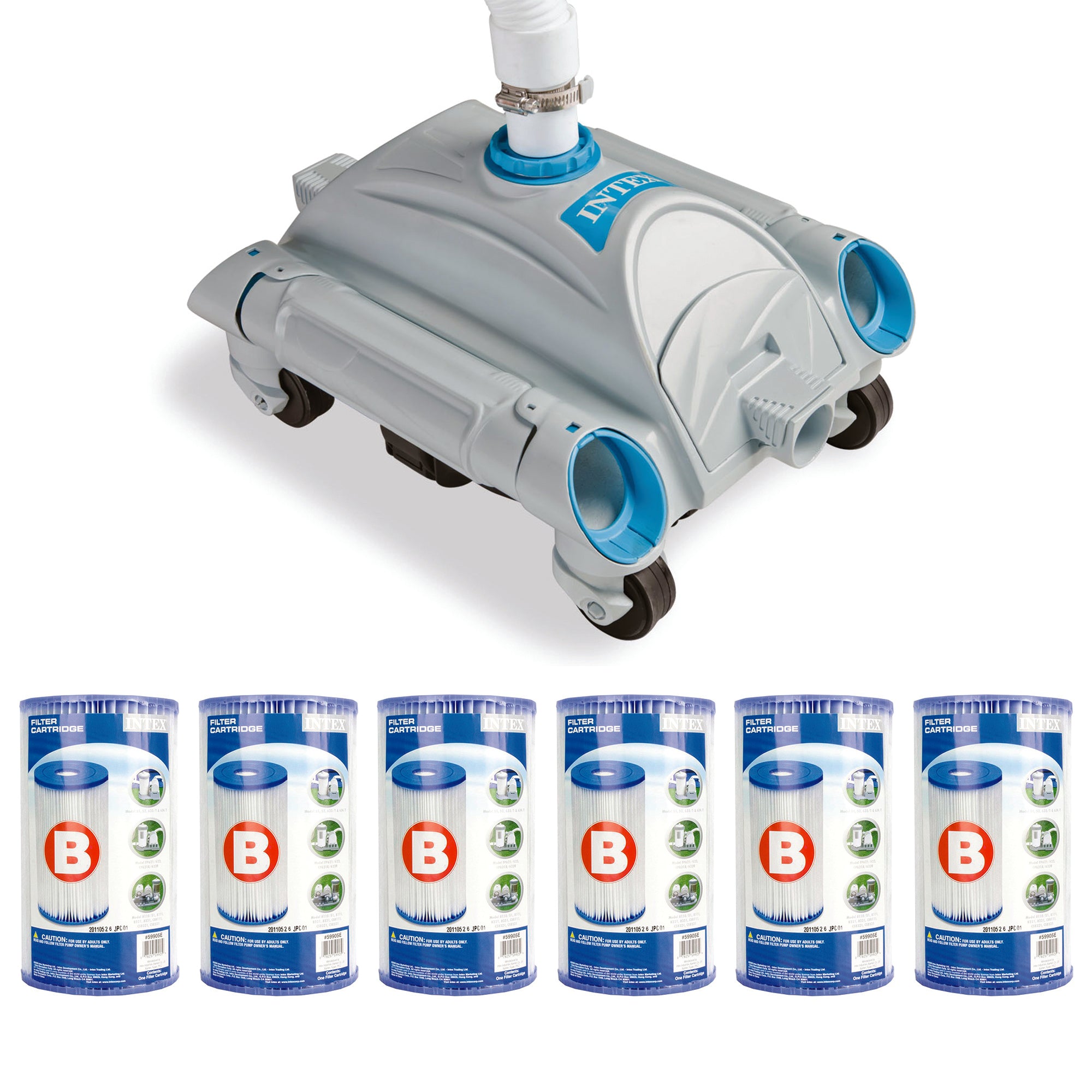 Pool Cleaner Pressure Side Vacuum Cleaner Bundled w/ Replacement Filter (6 Pack) - VMInnovations