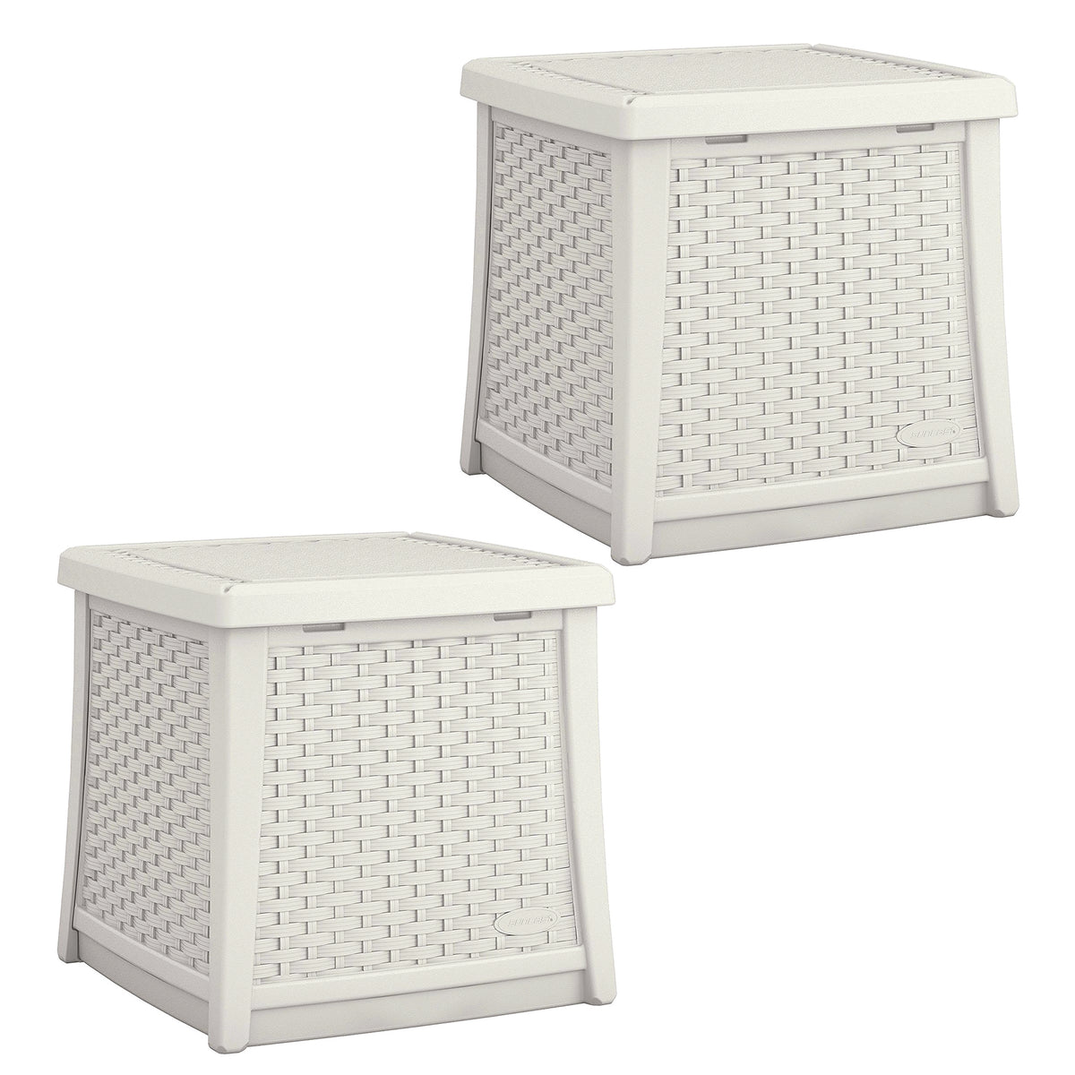 Suncast Elements 13-Gallon Patio End Table with Storage, White (2 Pack)
