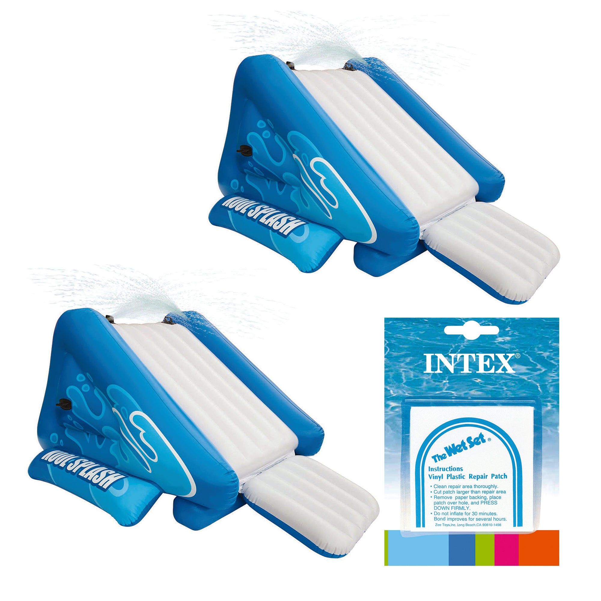 Intex Inflatable Swimming Pool Water Slide, Blue (2 Pack) & Intex Repair Kit - VMInnovations