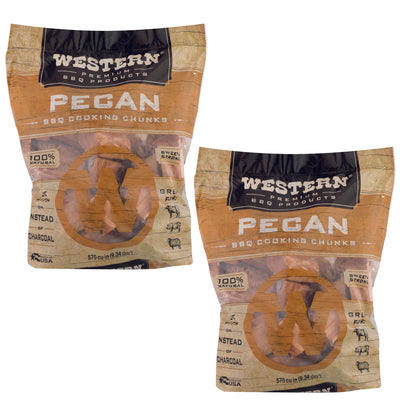 Western BBQ Products Pecan Barbecue Cooking Chunks, 570 Cubic Inches (2 Pack)
