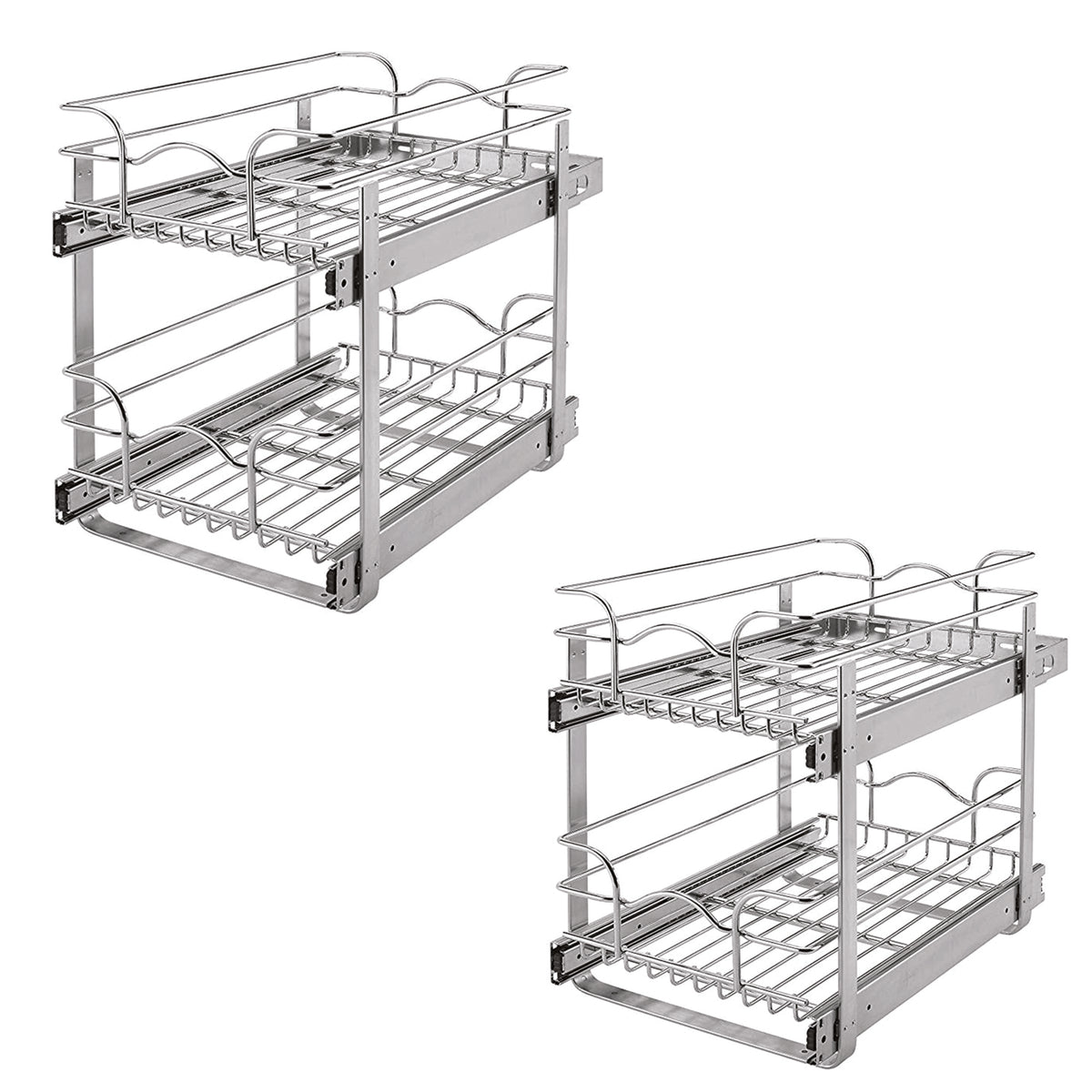 Rev-A-Shelf 12" Wide 18" Deep Base Kitchen Cabinet 2 Tier Wire Basket (2 Pack)
