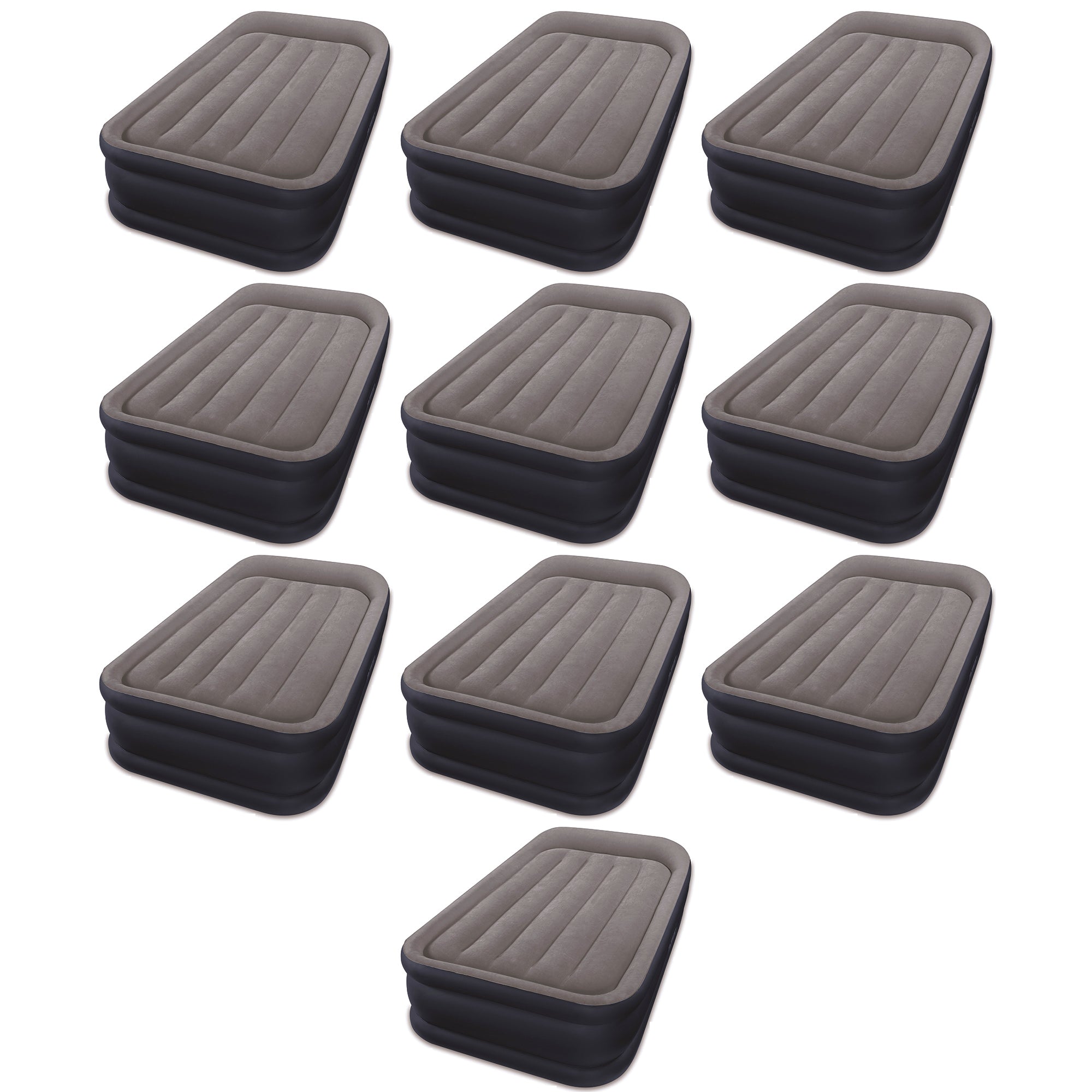 Intex Dura Beam Deluxe Pillow Rest Twin Raised Airbed w/ Built in Pump (10 Pack) - VMInnovations