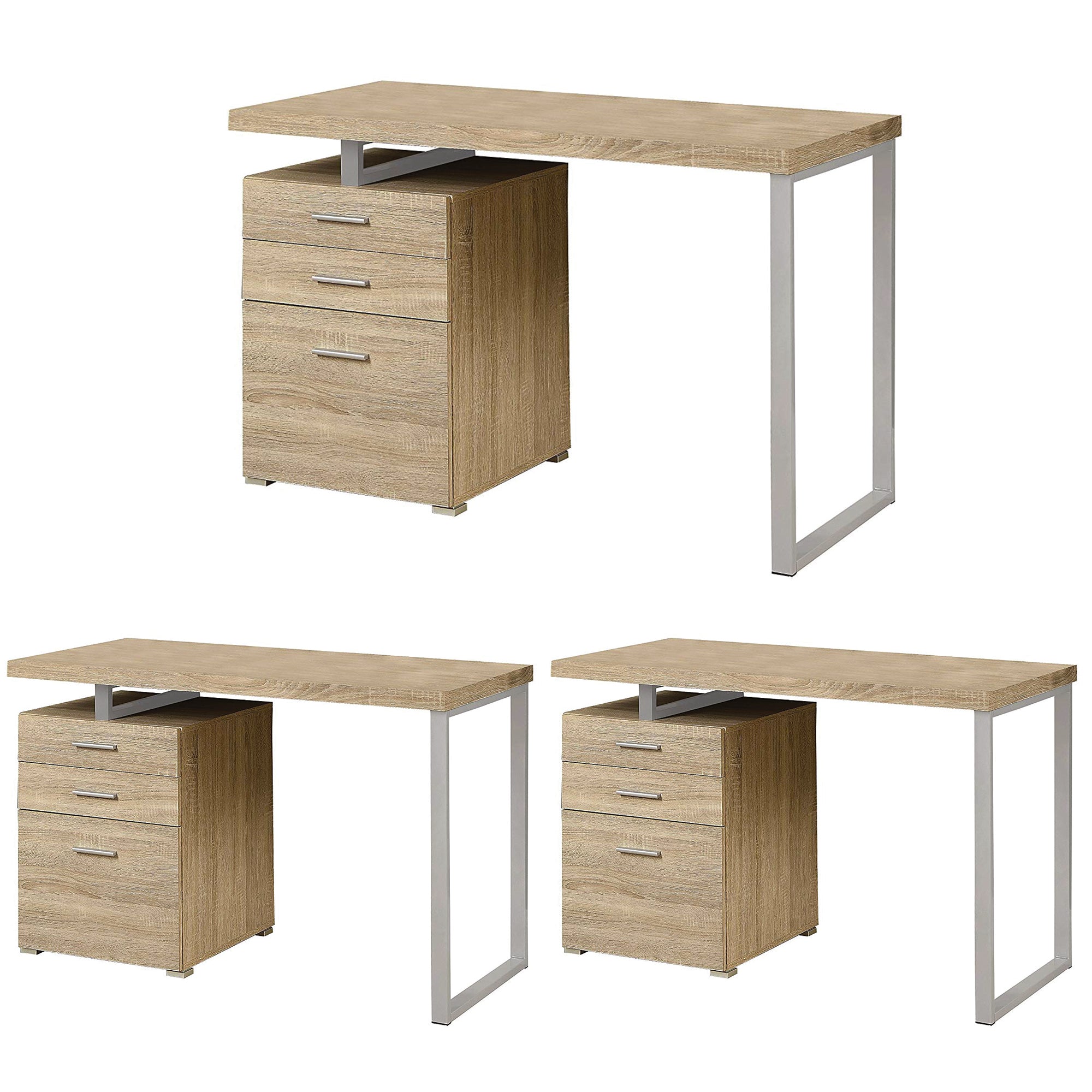 Monarch Specialties 48" Industrial Design Office Computer Desk, Natural (3 Pack)