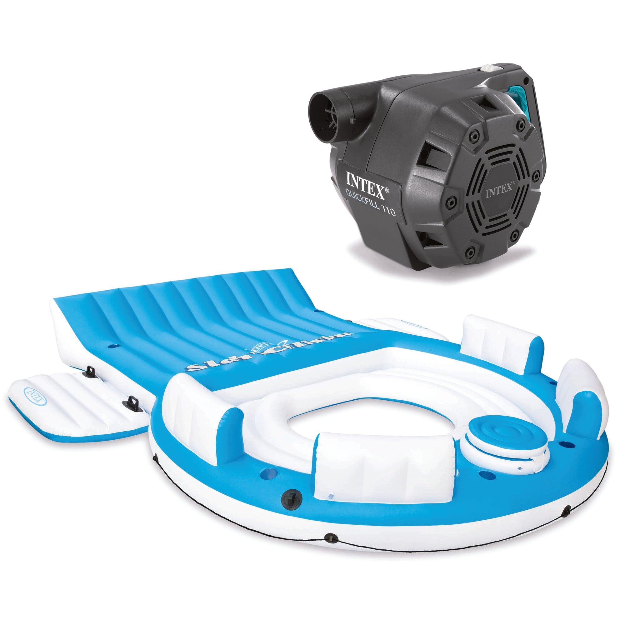 Intex 120 Volt AC Electric Pump & Intex Inflatable Splash N Chill Island Pool - VMInnovations