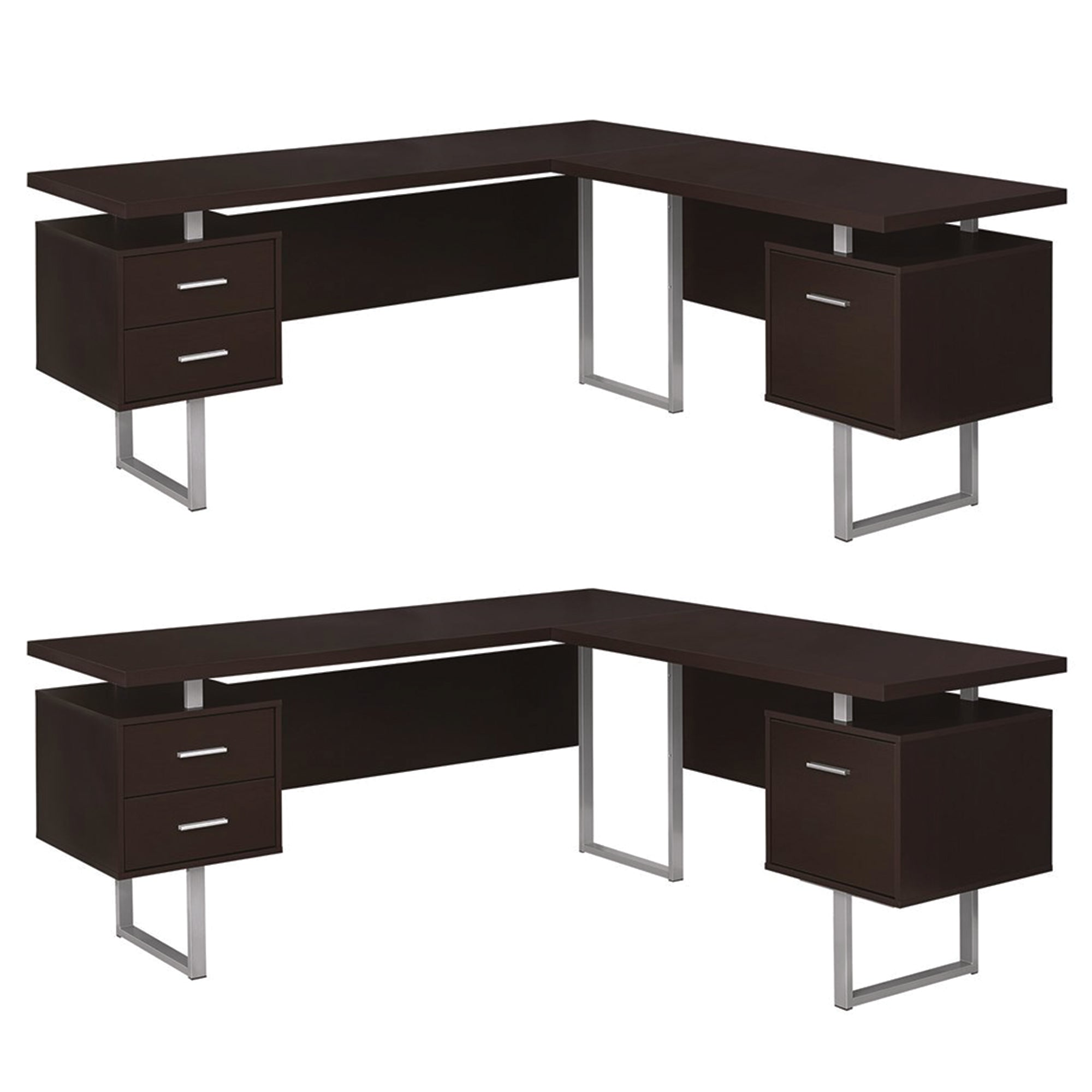 Monarch Specialties 70 In. Contemporary Computer Desk Cappuccino(2 Pack)