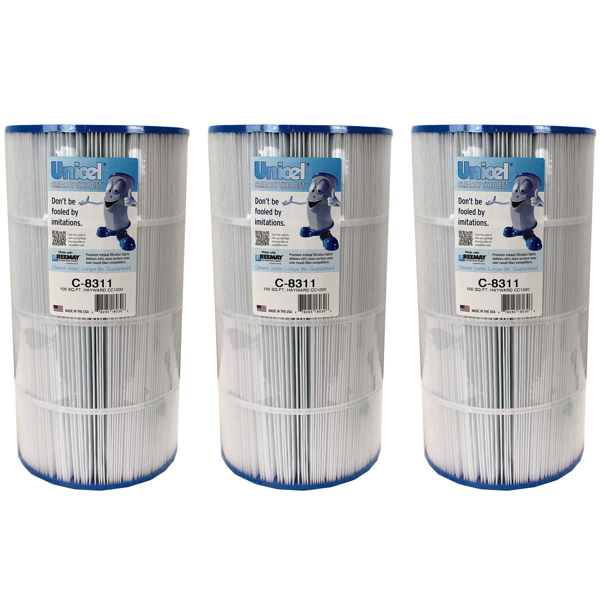 Unicel Spa Replacement Cartridge Filter 100 Sq Ft Hayward Xstream (3 Pack)
