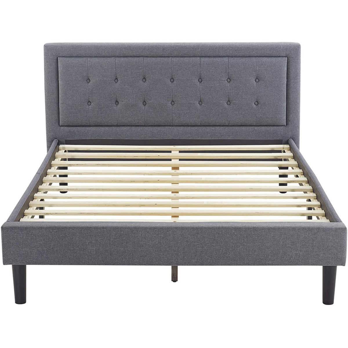 Classic Brands Mornington Tufted Upholstery Platform Bed Frame, Full, Light Grey