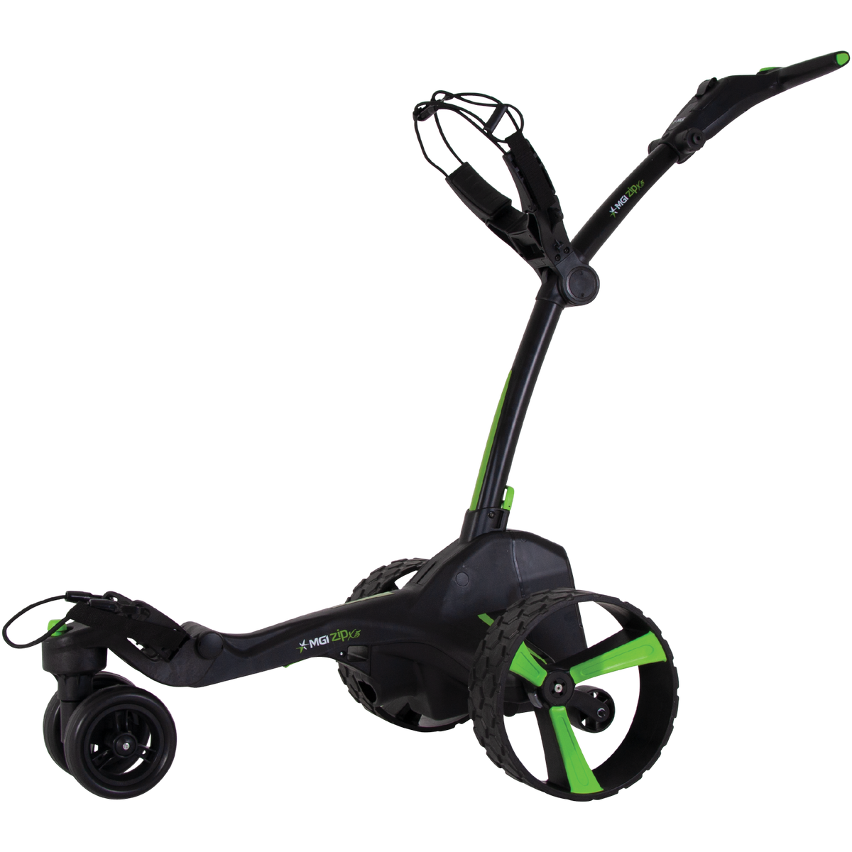 MGI Zip X5 Electric Golf Push Cart Swivel Wheel Caddie with Accessories, Black