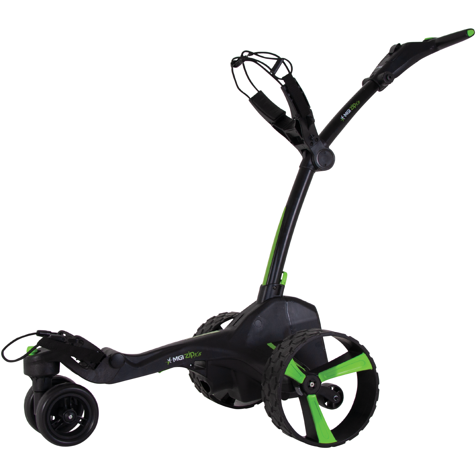 MGI Zip X5 Electric Golf Push Cart Swivel Wheel Caddie with Accessories, Black - VMInnovations