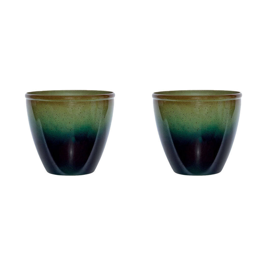 Suncast Seneca 16 Inch Decorative Resin Flower Planter Pot, Green/Blue (8 Pack)
