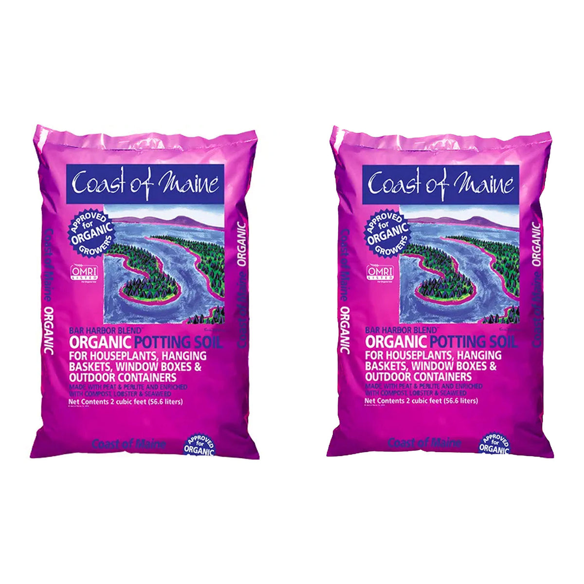 Coast of Maine Bar Harbor Blend Organic Potting Soil, 2 Cubic Feet (2 Pack)