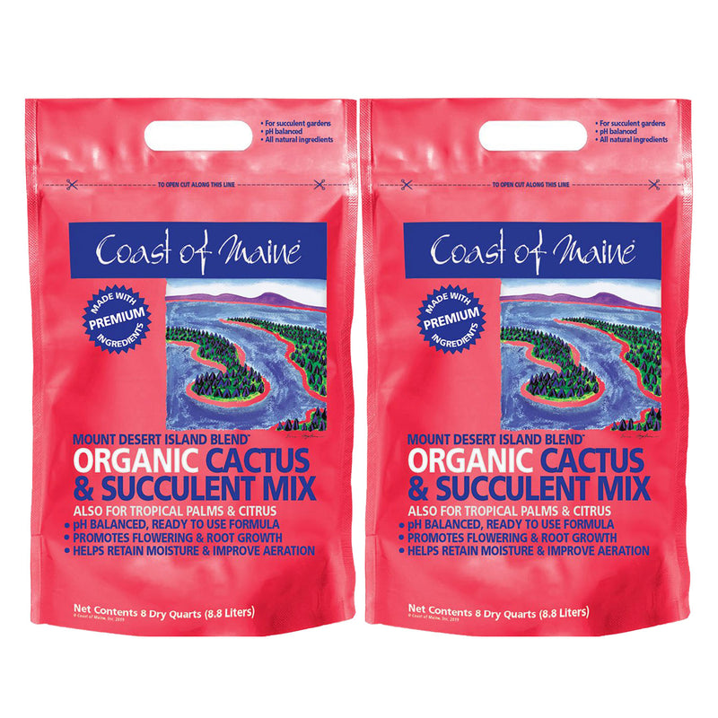 Coast of Maine Mount Desert Organic Cactus Succulent Mix, 8 Quarts (2 Pack)