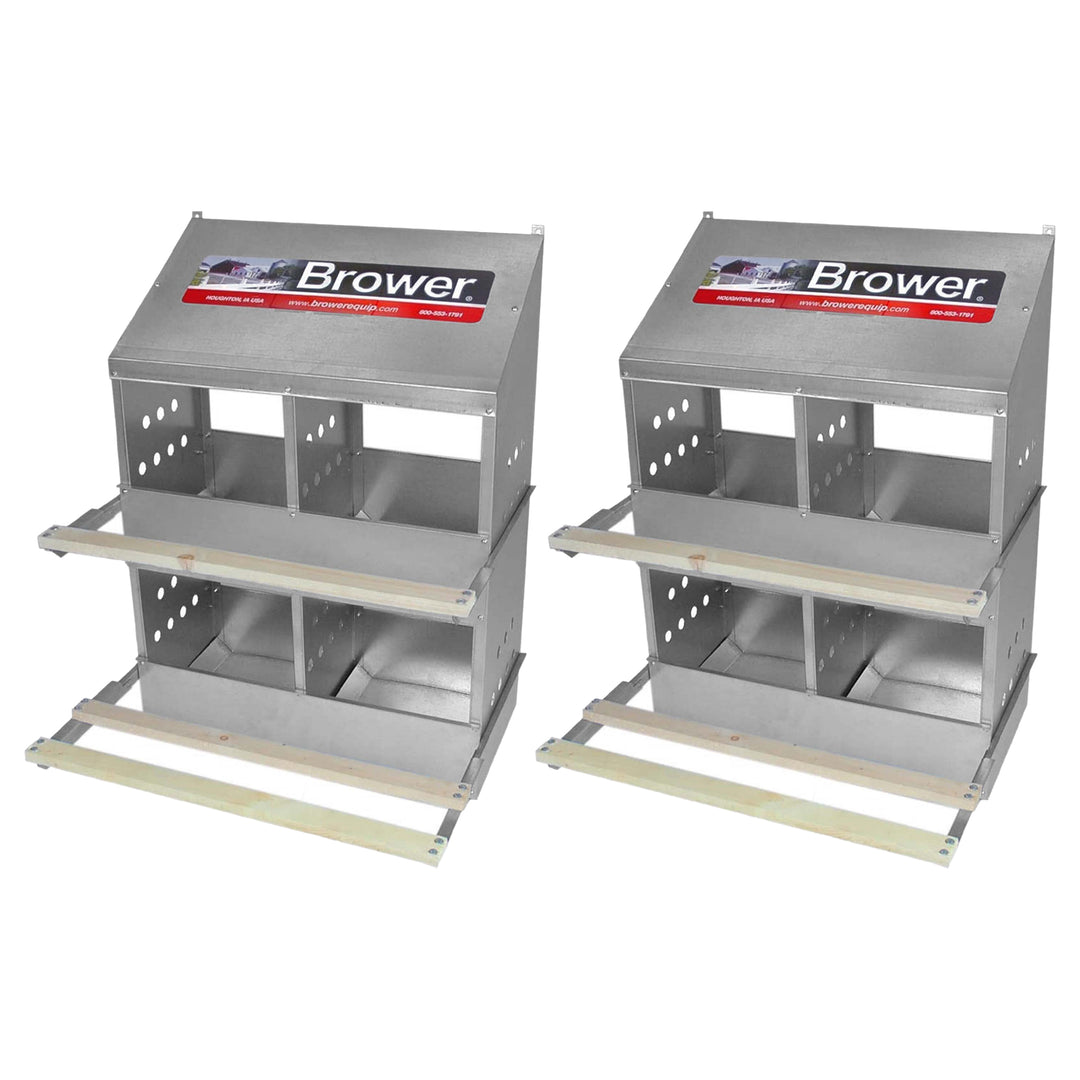 Brower 404B Galvanized Steel 4 Hole 20 Bird Nest Chicken Brooding Box (2 Pack) - VMInnovations