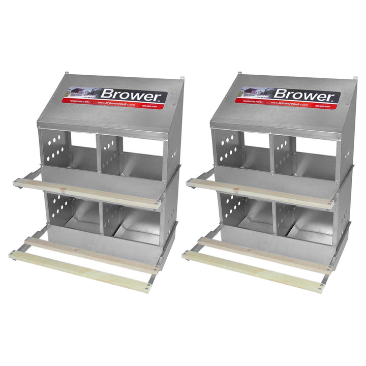 Brower 404B Galvanized Steel 4 Hole 20 Bird Nest Chicken Brooding Box (2 Pack) - VMInnovations