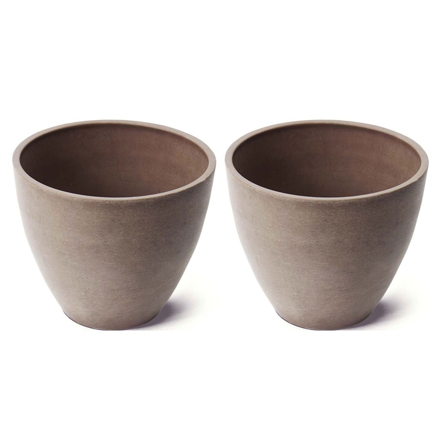 Algreen Round Valencia Indoor and Outdoor Planter and Flower Pot, Brown (2 Pack)