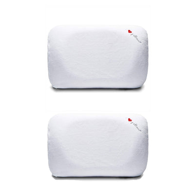 I Love Pillow Contour Sleeping Pillow with Cover, King Sized, White (2 Pack) - VMInnovations