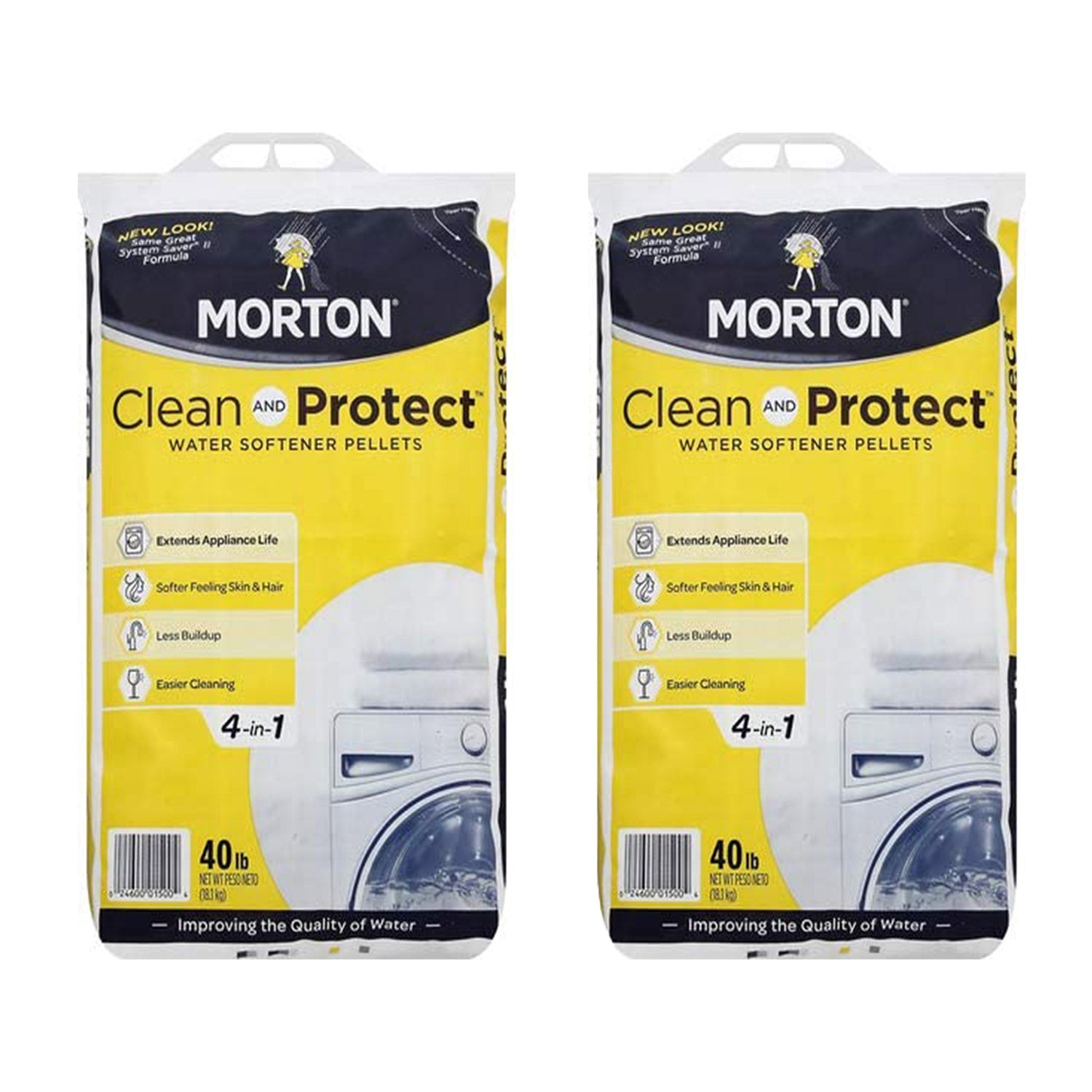 Morton Salt Sodium Chloride Water Softener Pellets, 40 Pounds (2 Pack)