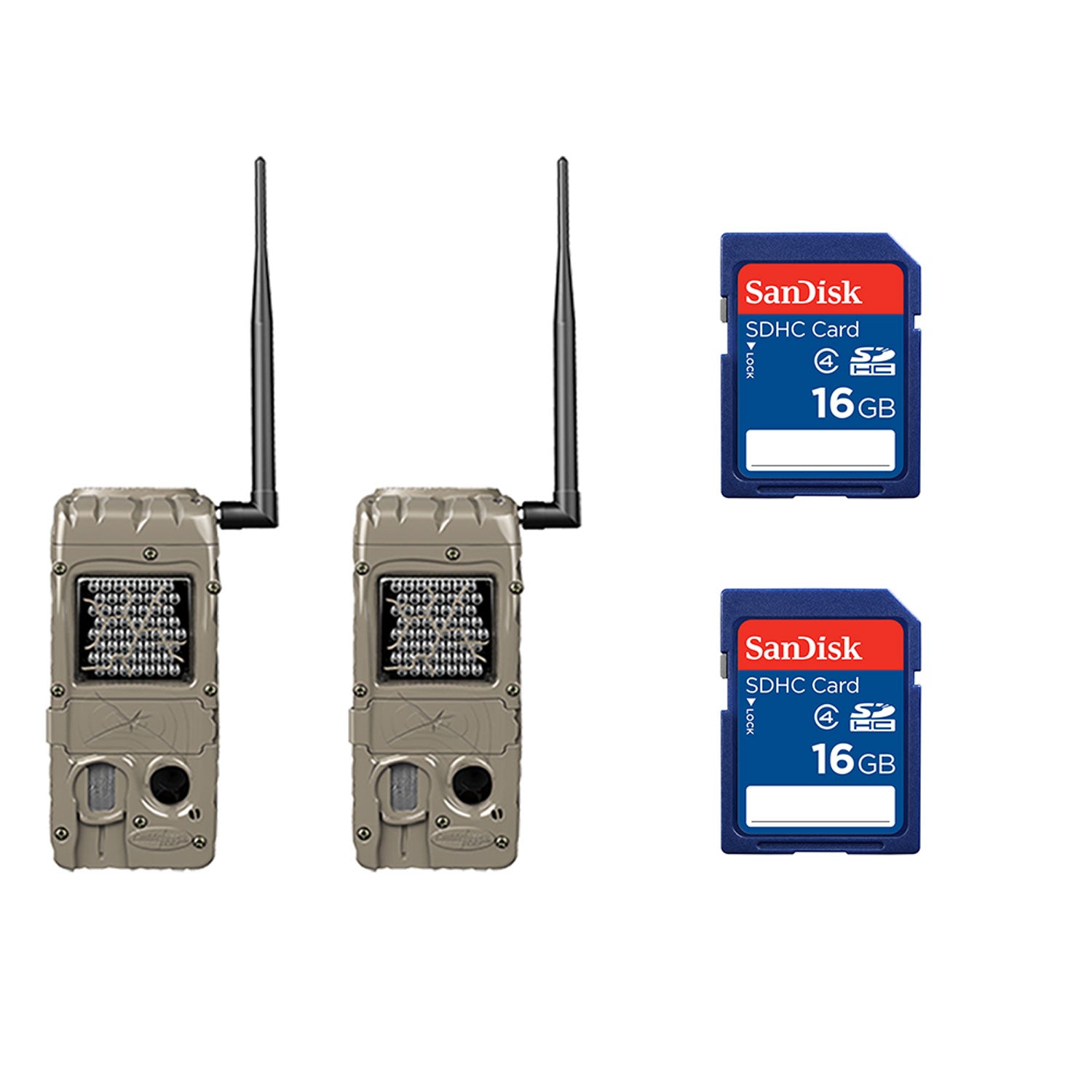 Cuddeback Black Flash 20MP Trail Camera (2 pack) + 16GB SD Memory Card (2 pack) - VMInnovations