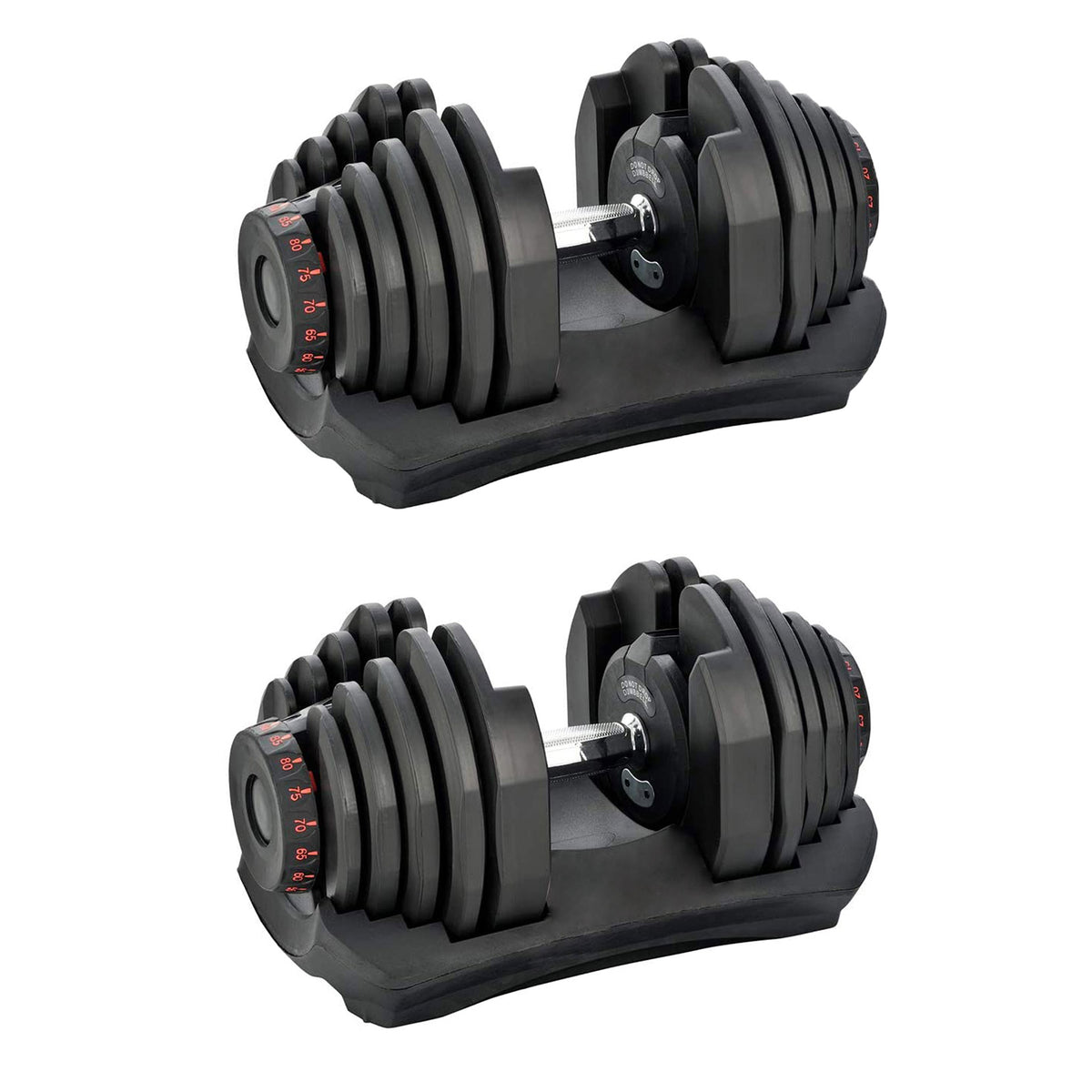 HolaHatha 10 TO 90 Pound Adjustable Dumbbell Home Gym Equipment (2 Pack)