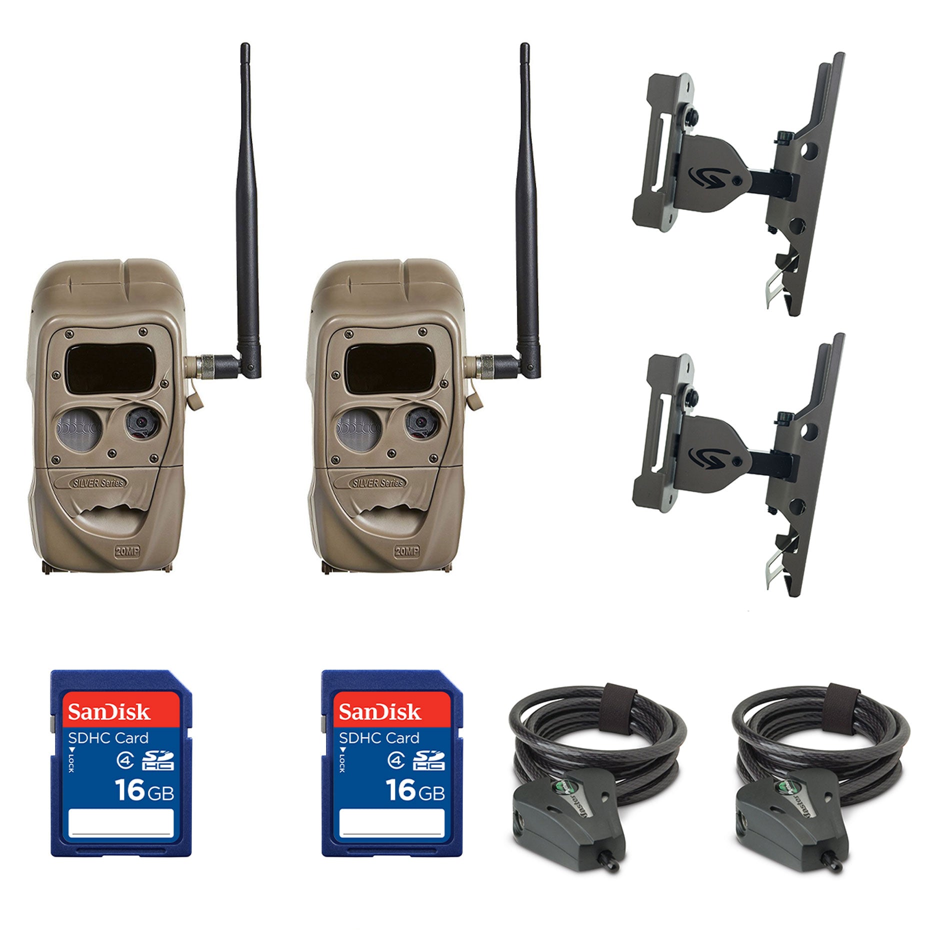 Cuddeback Game Camera (2pk) + 16GB SD Card (2pk) + Mount (2pk) + Cable (2pk) - VMInnovations