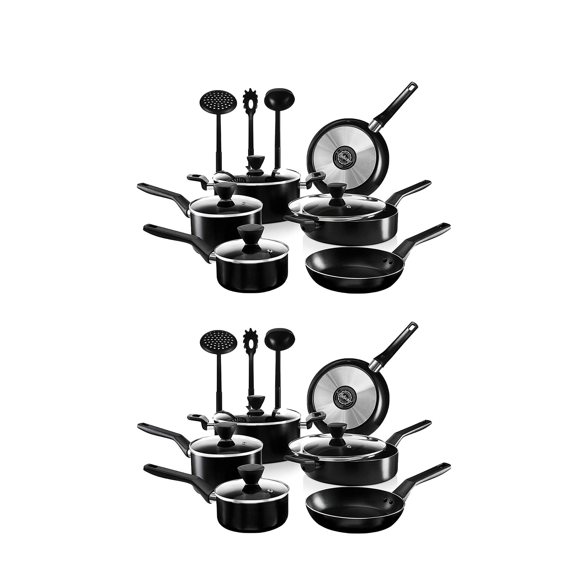 NutriChef Nonstick Cooking Kitchen Cookware Pots and Pan, 26 Piece Set, Black - VMInnovations