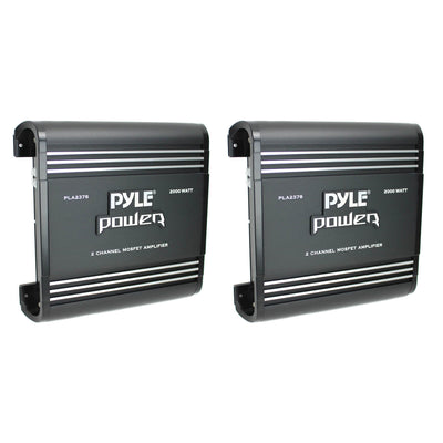 Pyle PLA2378 Bridgeable 2 Channel 2000 Watt Car Audio Mosfet Amplifier (2 Pack)