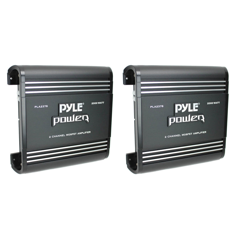 Pyle PLA2378 Bridgeable 2 Channel 2000 Watt Car Audio Mosfet Amplifier (2 Pack)