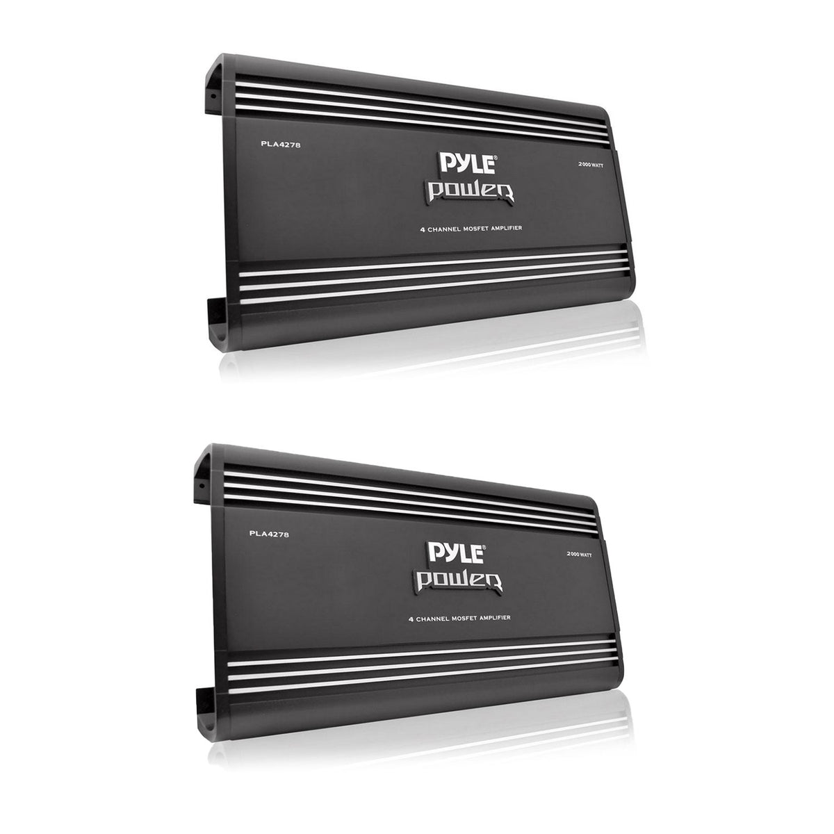 Pyle PLA4278 Bridgeable 4 Channel 2000 Watt Car Audio Mosfet Amplifier (2 Pack)