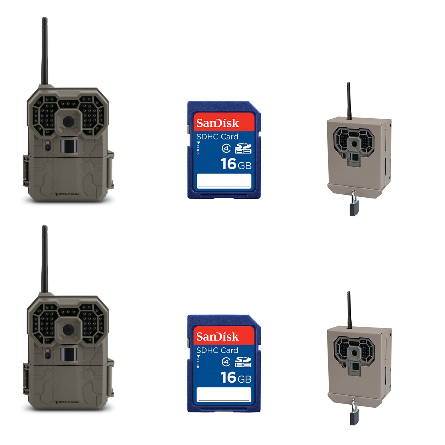 Stealth Cam 12MP Game Camera (2 Pk) + 16GB SD Card (2 Pk) + Security Box (2 Pk)