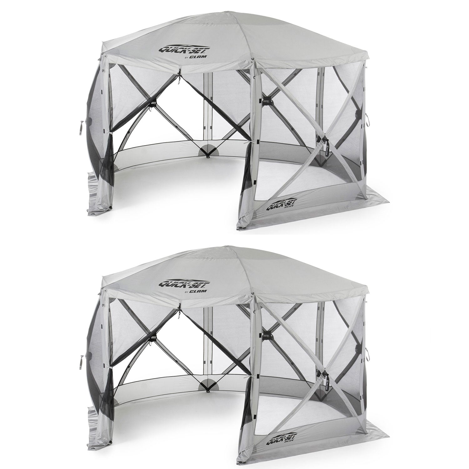 Clam Quick Set Escape Portable Camping Gazebo Canopy Shelter, Gray (2 Pack)