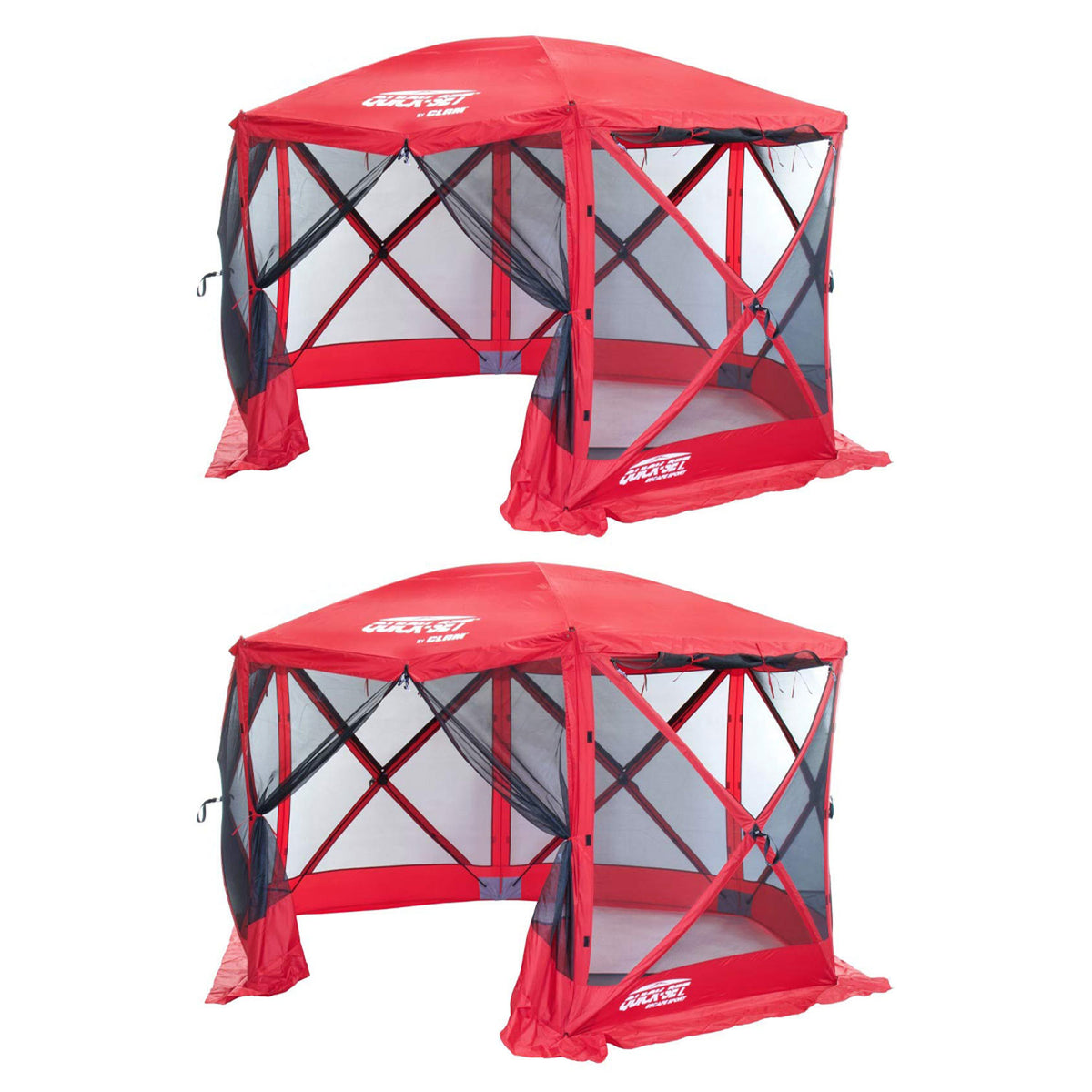 Clam Quick Set Escape Sport Screen Canopy Gazebo Tailgate Tent, Red/Red (2 Pack)
