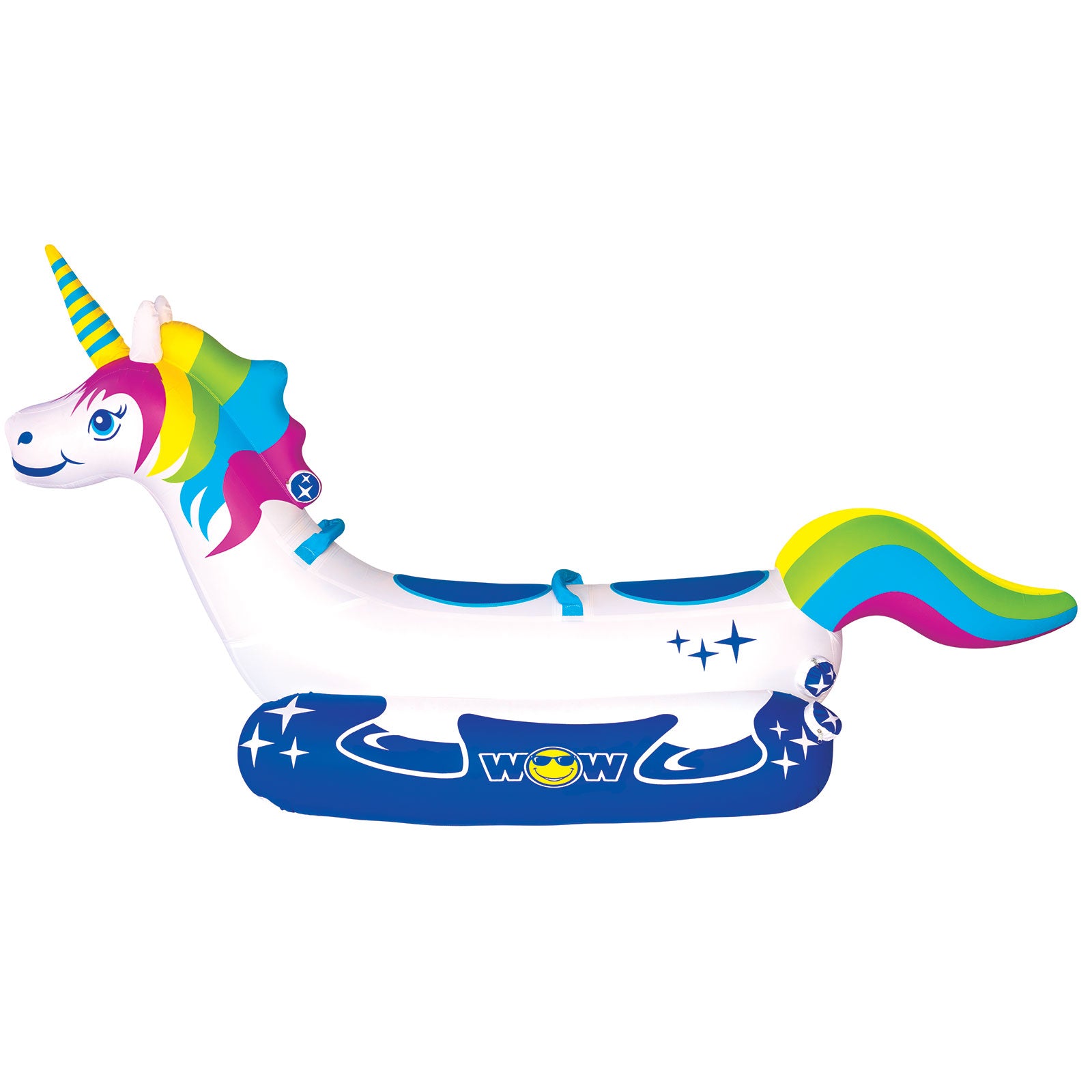 WOW Watersports Inflatable Big Shark Boating Tube & Rainbow Unicorn Ride On Tube