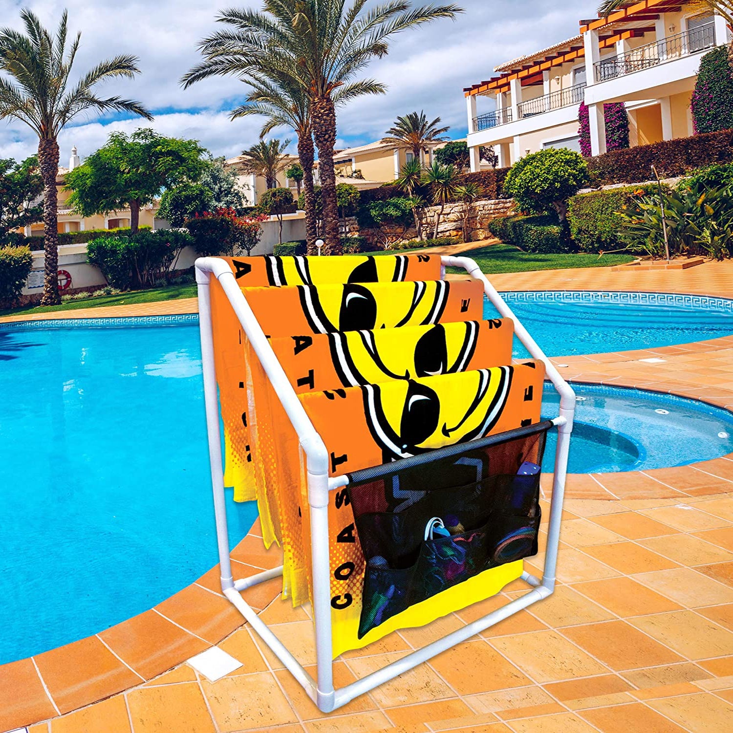 WOW Watersports Freestanding 5 Rail Towel Rack and Giant Waterslide with Sleds