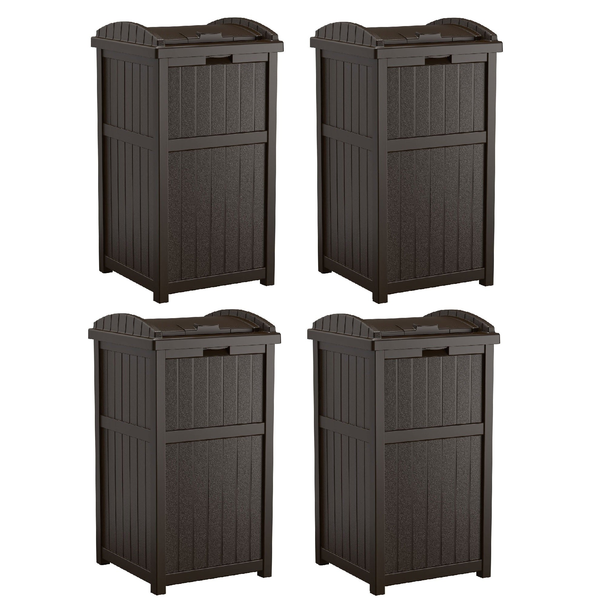 Suncast Trash Hideaway Outdoor Patio 33 Gal Garbage Waste Trash Can Bin (4 Pack) - VMInnovations