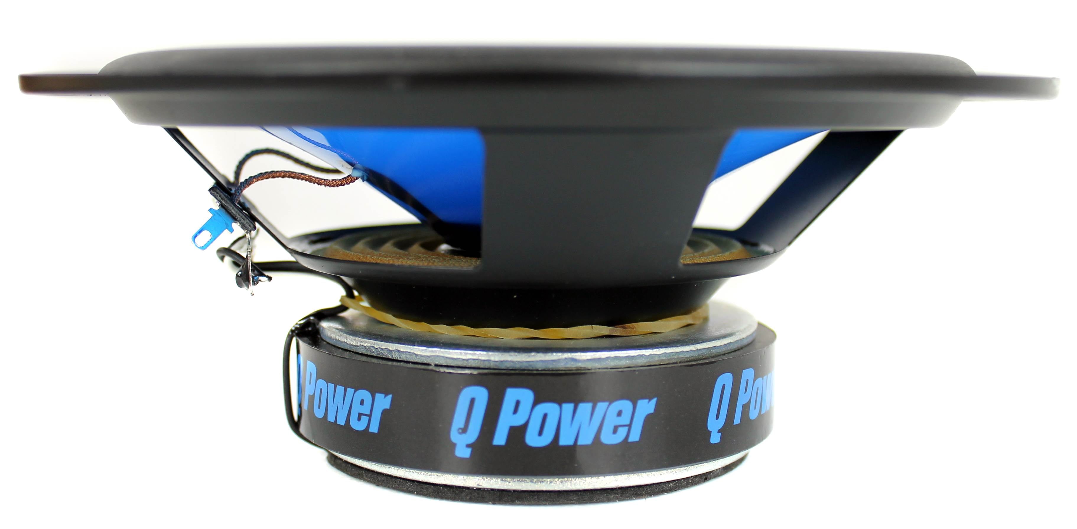 2) Q POWER 6.5" 300 Watt 2-Way Blue Car Speakers | QP650 (Used)