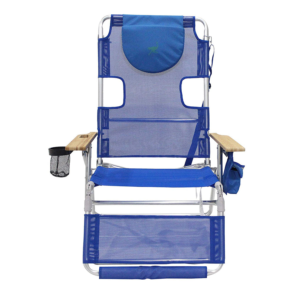 Ostrich 3-N-1 Altitude Outdoor Lounge Reclining 16" Tall Chair, Blue (4 Pack)