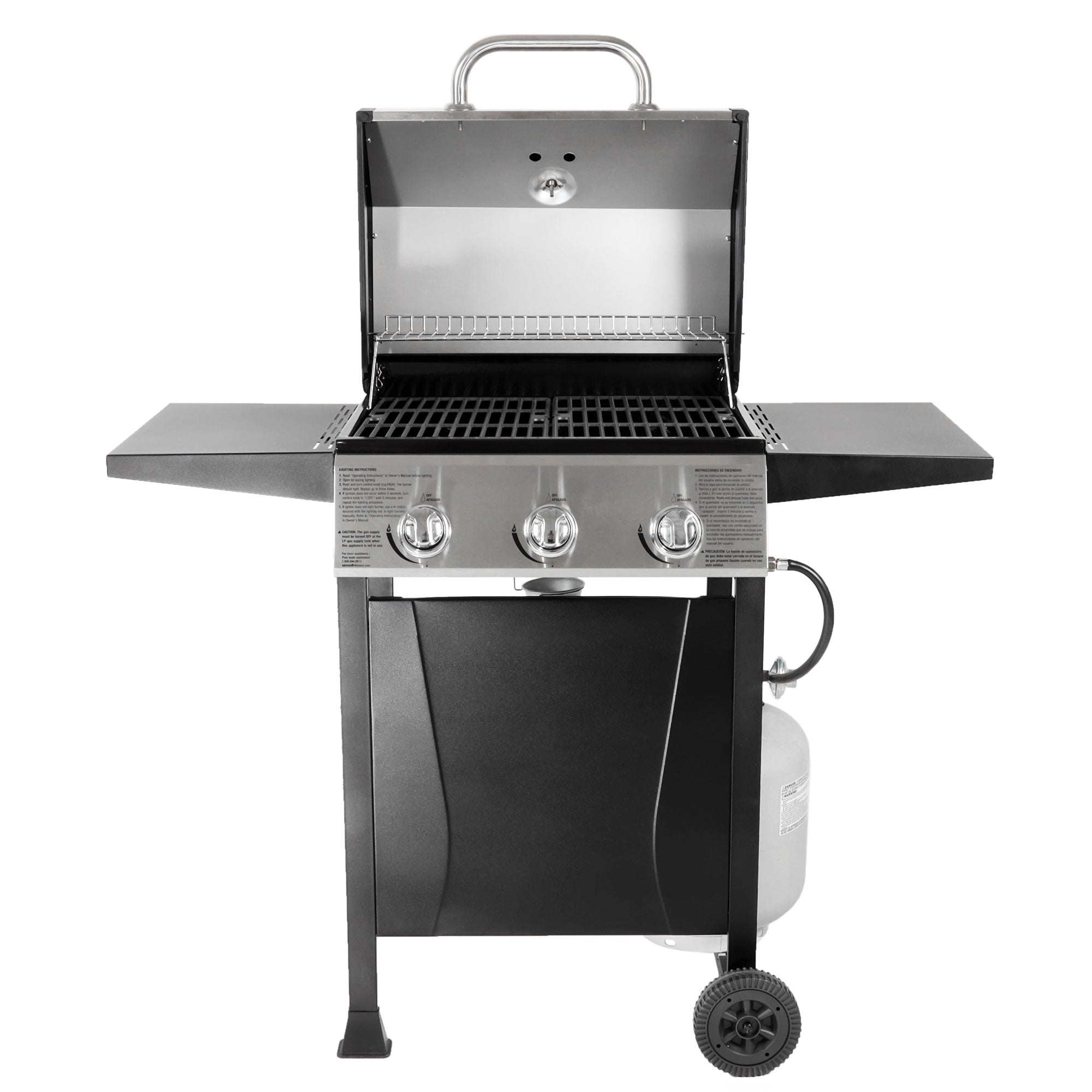 Grill Boss 3 Burner Gas Grill w/ Top Cover and Shelves, Stainless Steel (Used) - VMInnovations