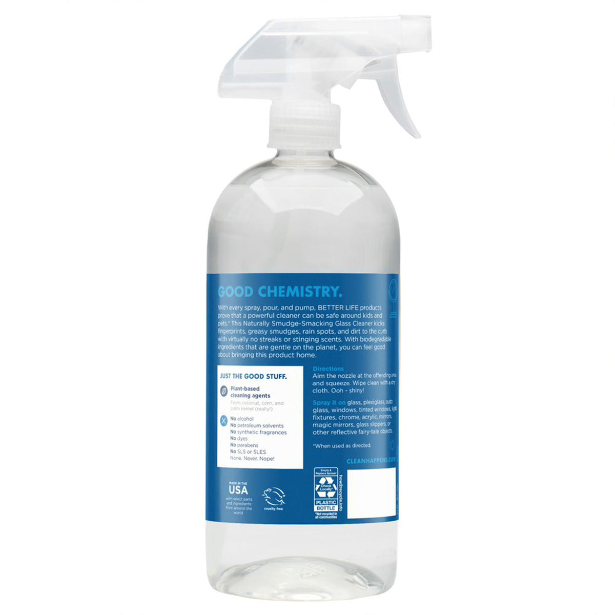 Better Life Unscented Natural Based Streak Free Glass Cleaner Spray, 32 Ounces - VMInnovations