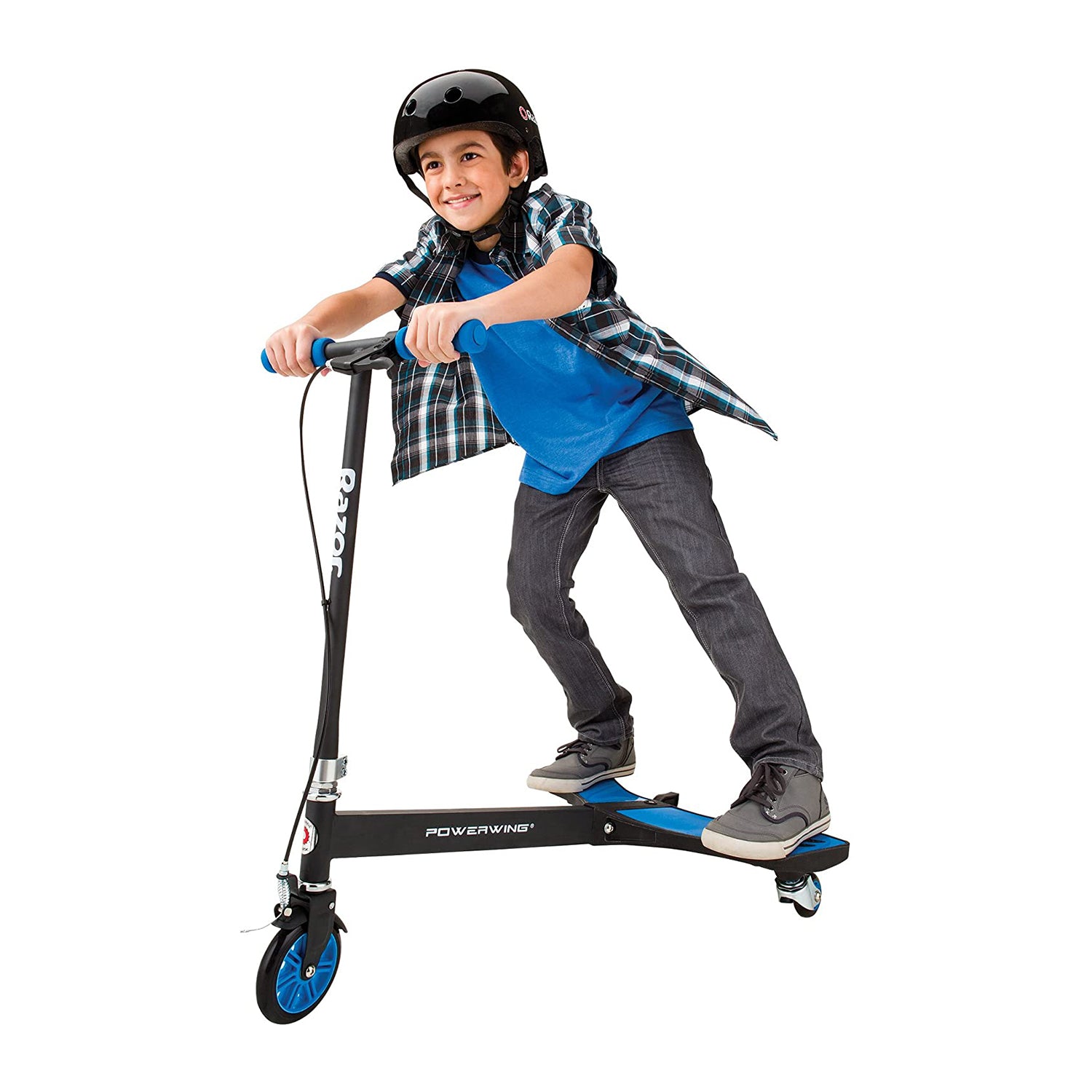 Razor PowerWing 125mm 3 Wheel Inclined Caster Kids Ride Scooter, Blue (Open Box) - VMInnovations