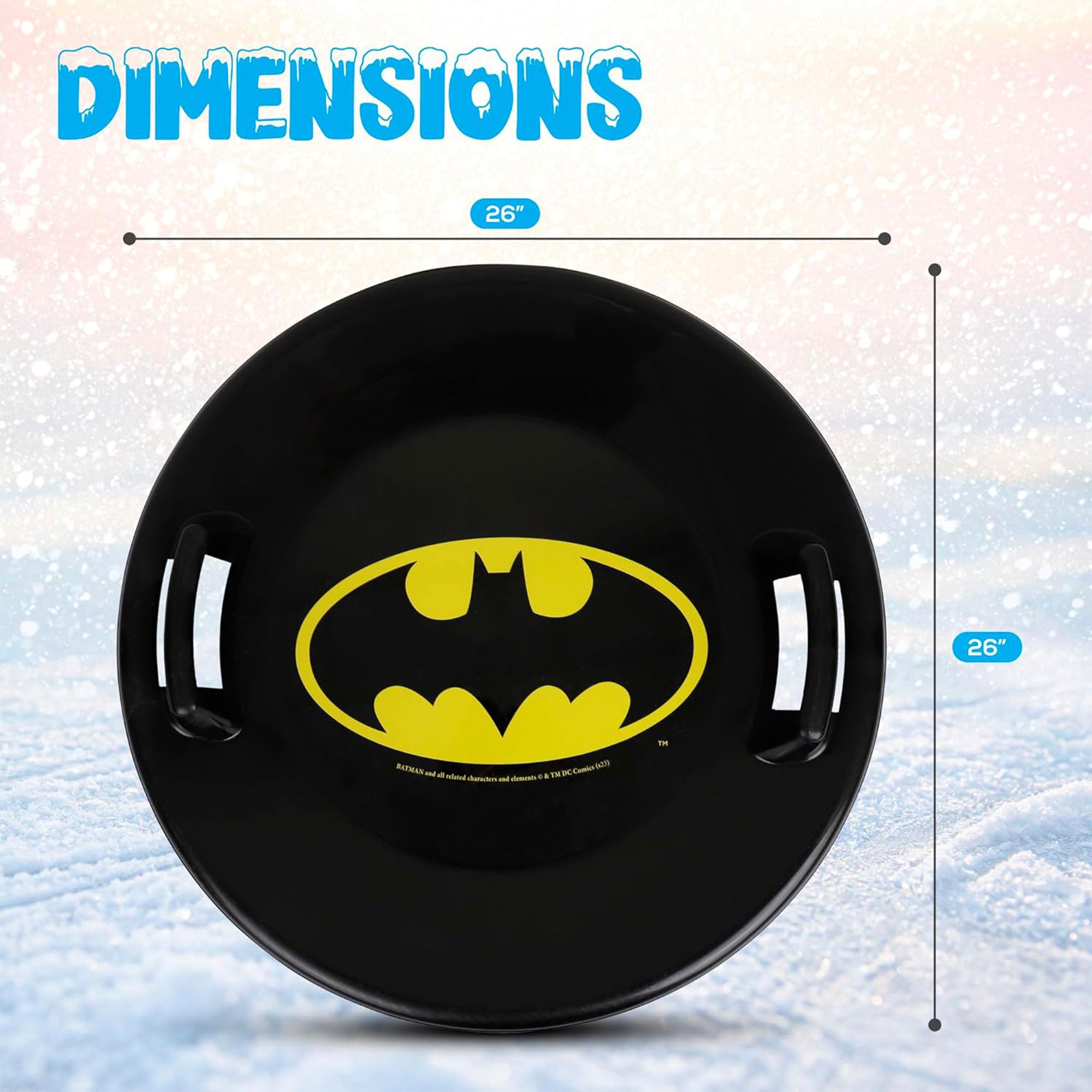 Slippery Racer Downhill Pro Batman Saucer Disc Snow Sled, Black (Open Box)