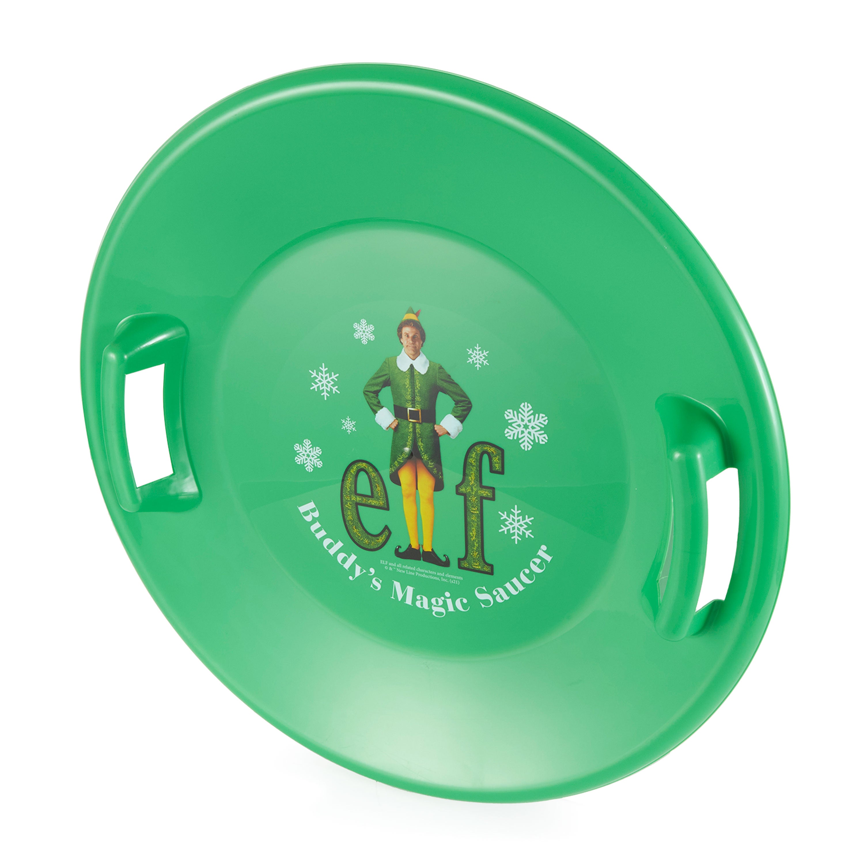 Slippery Racer Downhill The Elf Plastic Saucer Disc Snow Sled, Green (Open Box) - VMInnovations