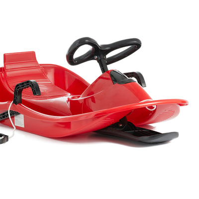Downhill Derby Kids Toddler Steerable Plastic Snow Sled, Red (Used)