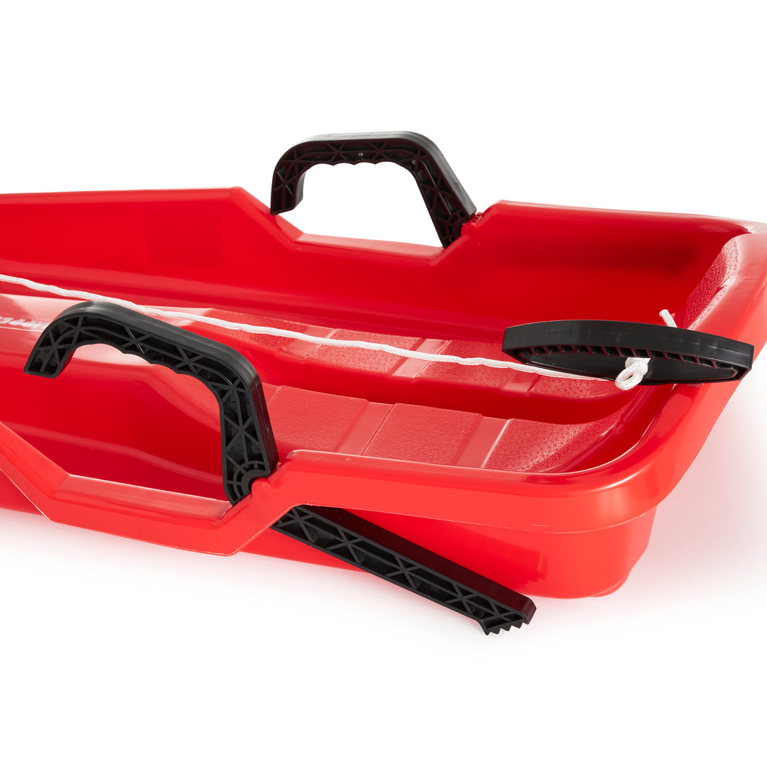 Slippery Racer Downhill Thunder Kids Toddler Plastic Toboggan Snow Sled, Red - VMInnovations