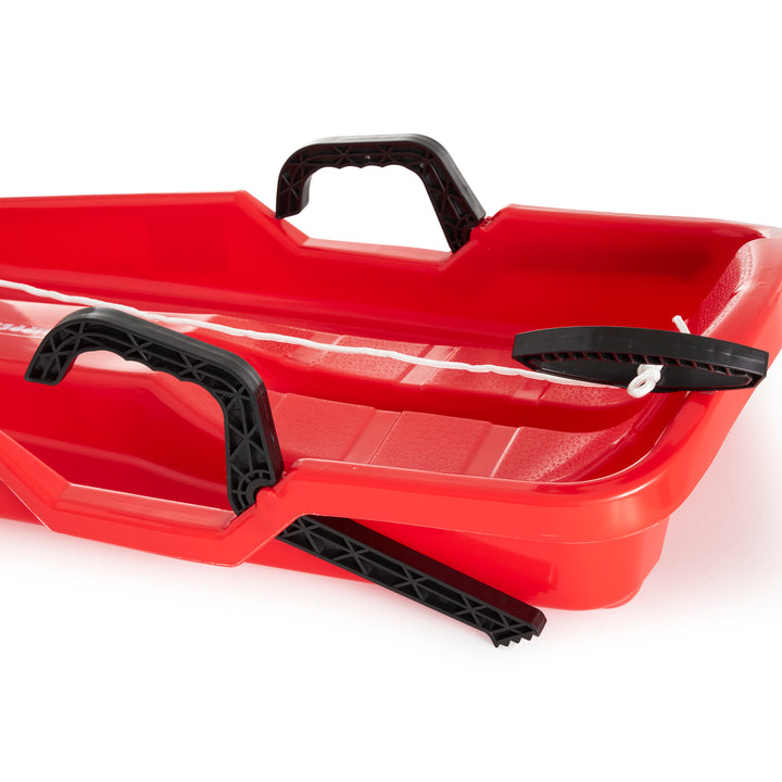 Slippery Racer Downhill Thunder Kids Toddler Plastic Toboggan Snow Sled, Red - VMInnovations