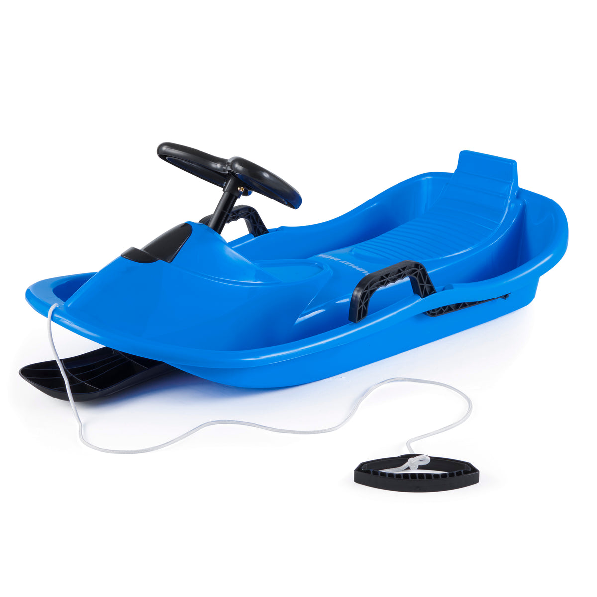 Slippery Racer Downhill Derby Kids Toddler Steerable Plastic Snow Sled, Blue