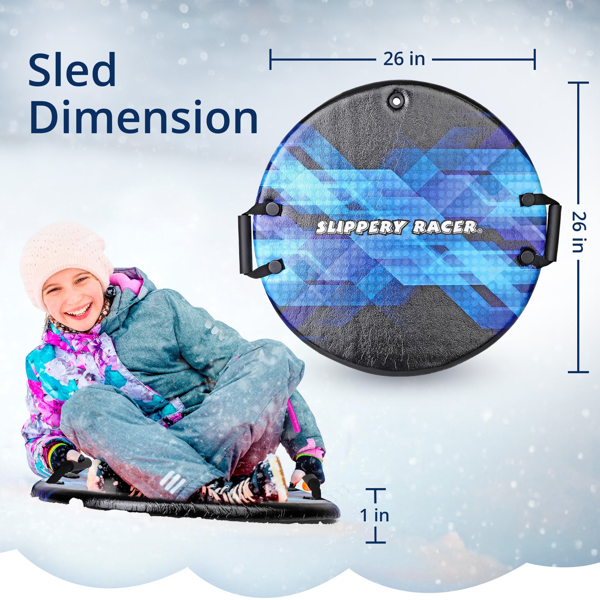 Slippery Racer Zeus Kids Foam Saucer Disc Snow Sled Midnight Hologram (Open Box) - VMInnovations