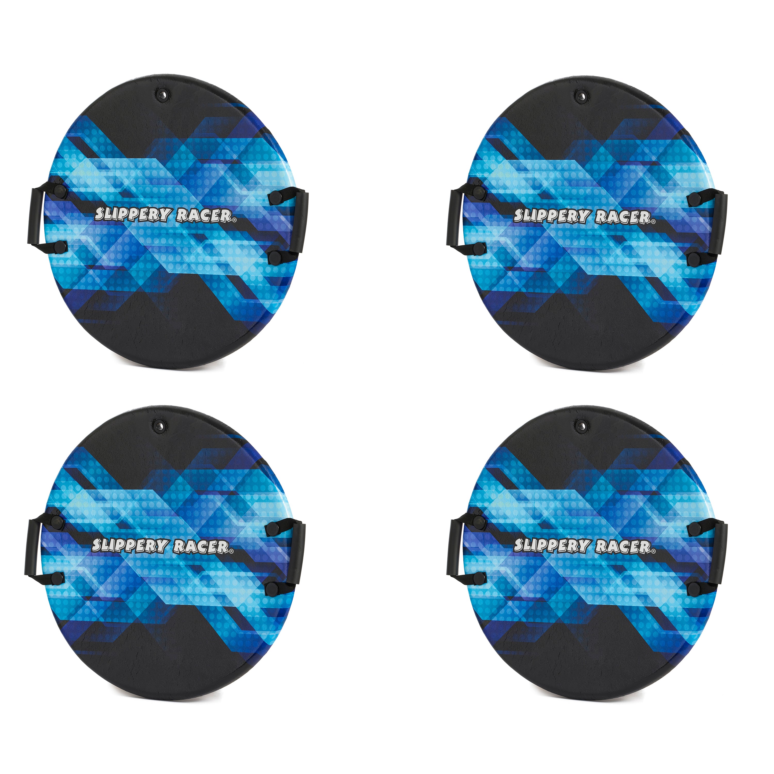 Slippery Racer Downhill Zeus Kids Foam Saucer Disc Snow Sled, Midnight (4 Pack) - VMInnovations