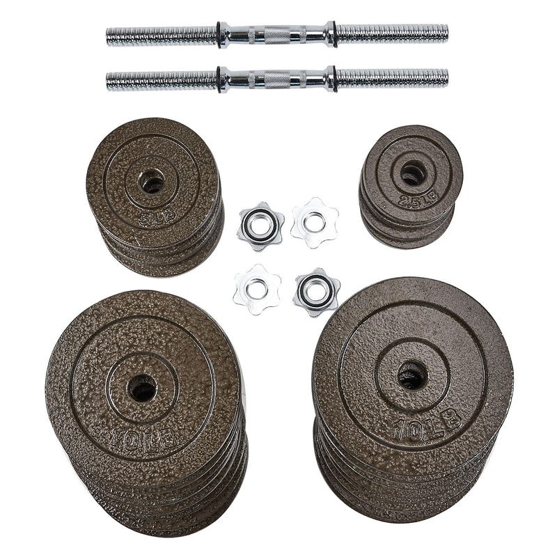 Everyday Essentials 200 Pound Adjustable Weight Dumbbell Set w/ Cast Iron Plates