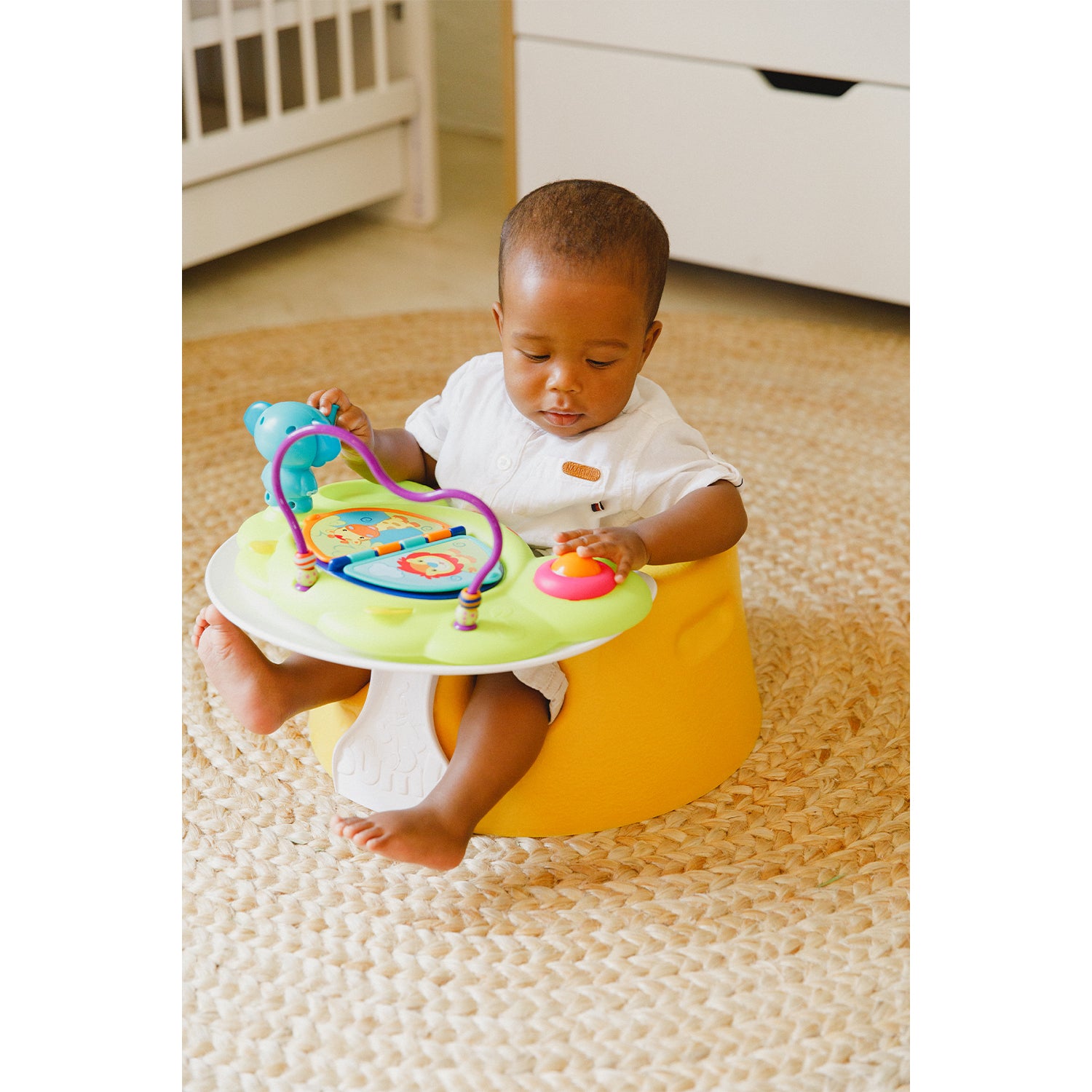 Bumbo Baby Infant Soft Foam Floor Seat with Play Top Tray Attachment, Mimosa