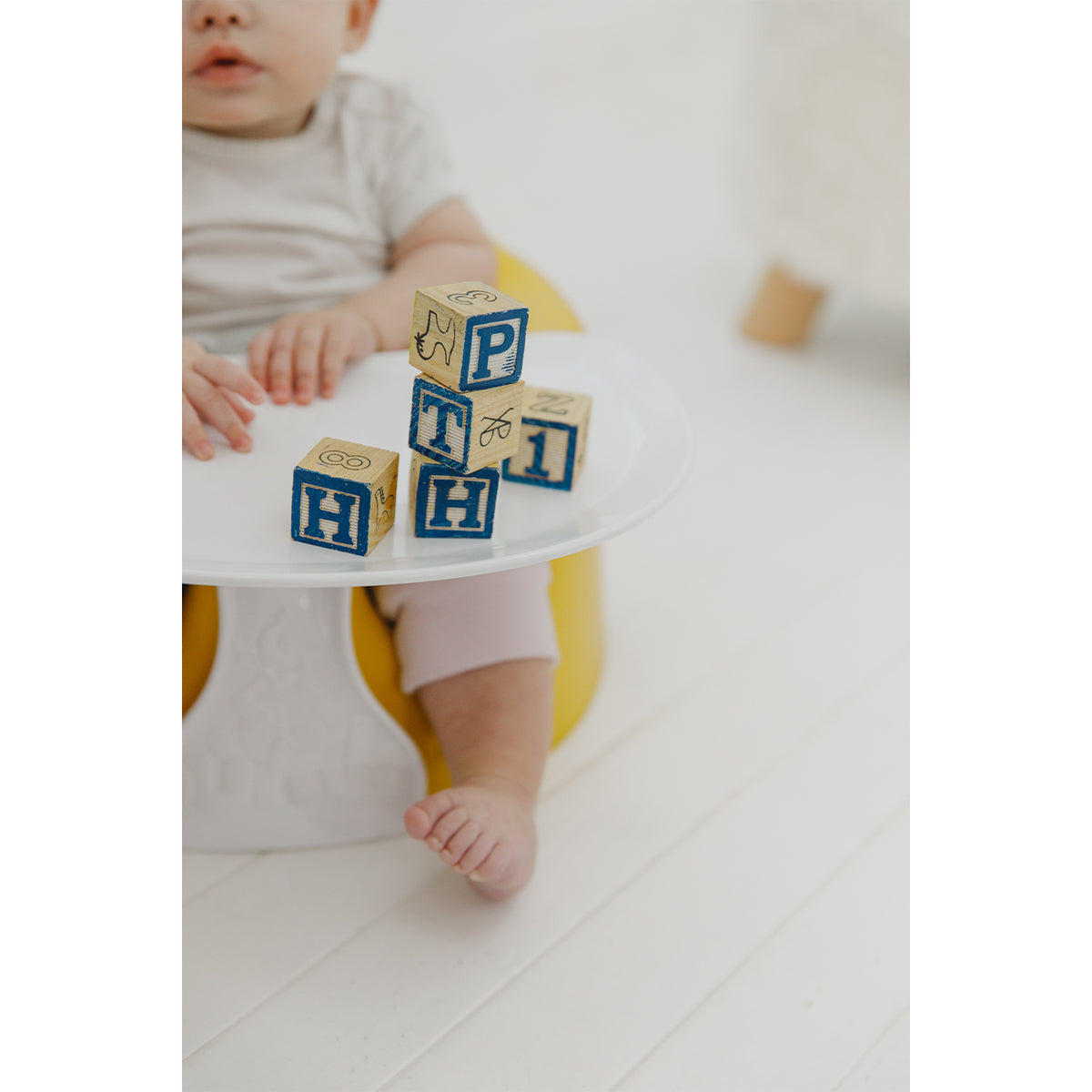 Bumbo Baby Infant Soft Foam Floor Seat with Play Top Tray Attachment, Mimosa